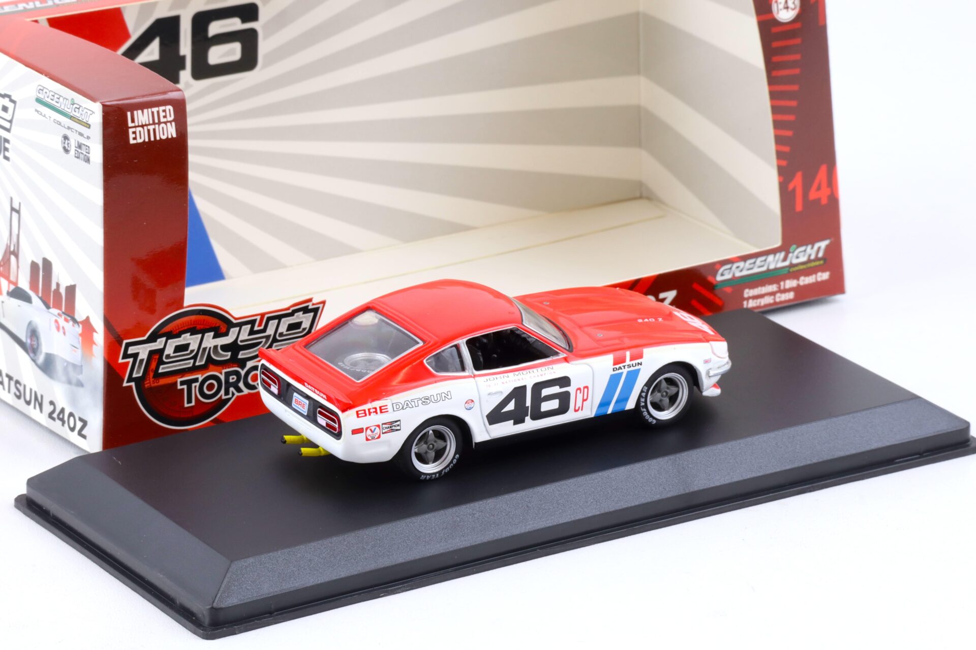 1:43 Greenlight 1971 BRE Datsun 240Z Brock Racing Enterprises Tokyo Torque #46