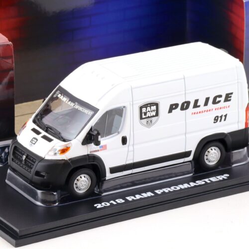 1:43 Greenlight 2018 Ram Promaster 2500 Cargo High Roof Police LAW white