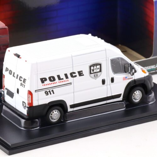 1:43 Greenlight 2018 Ram Promaster 2500 Cargo High Roof Police LAW white