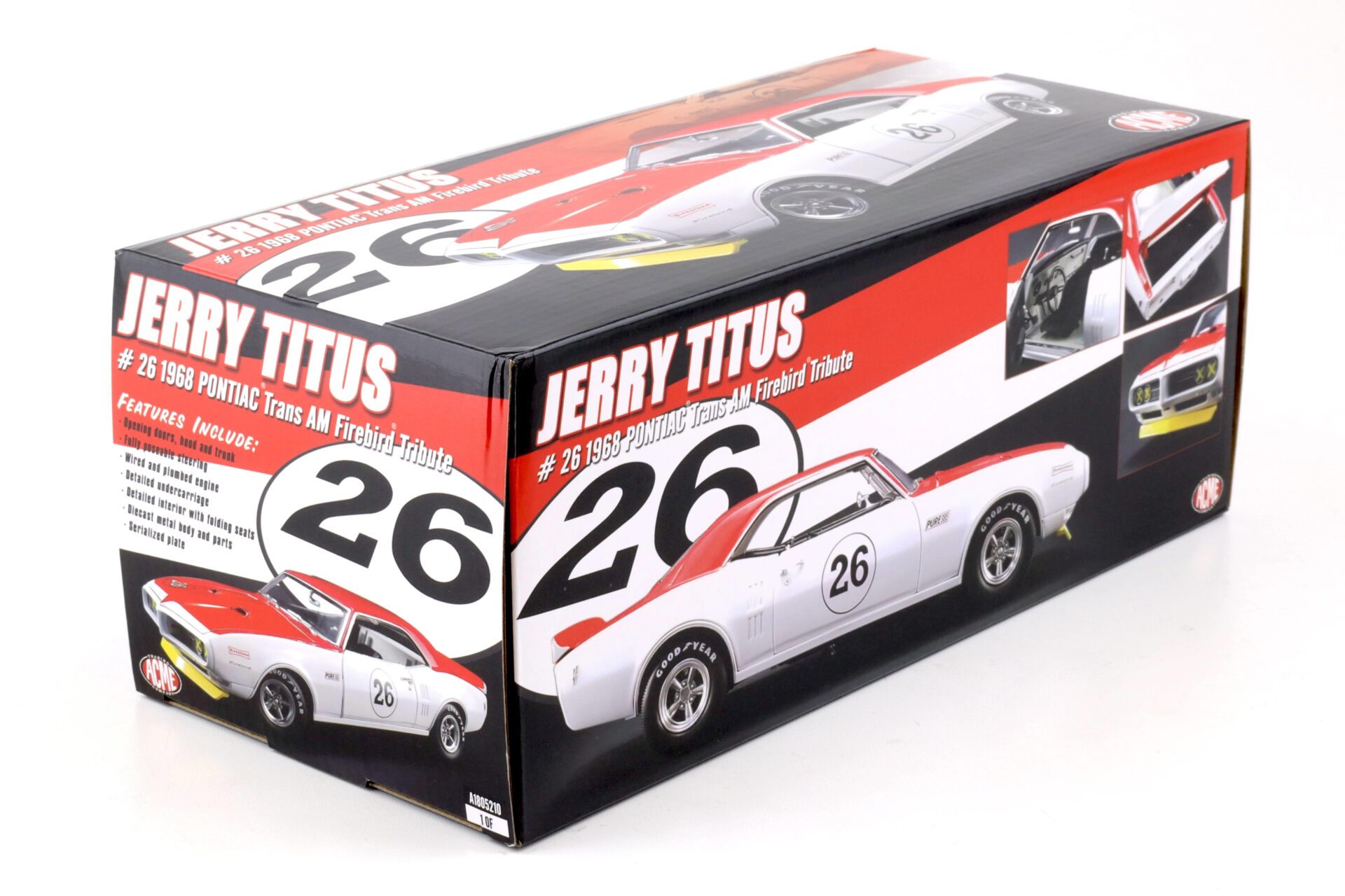 1:18 ACME 1968 Pontiac Trans AM Firebird Tribute Jerry Titus #26 white/ red