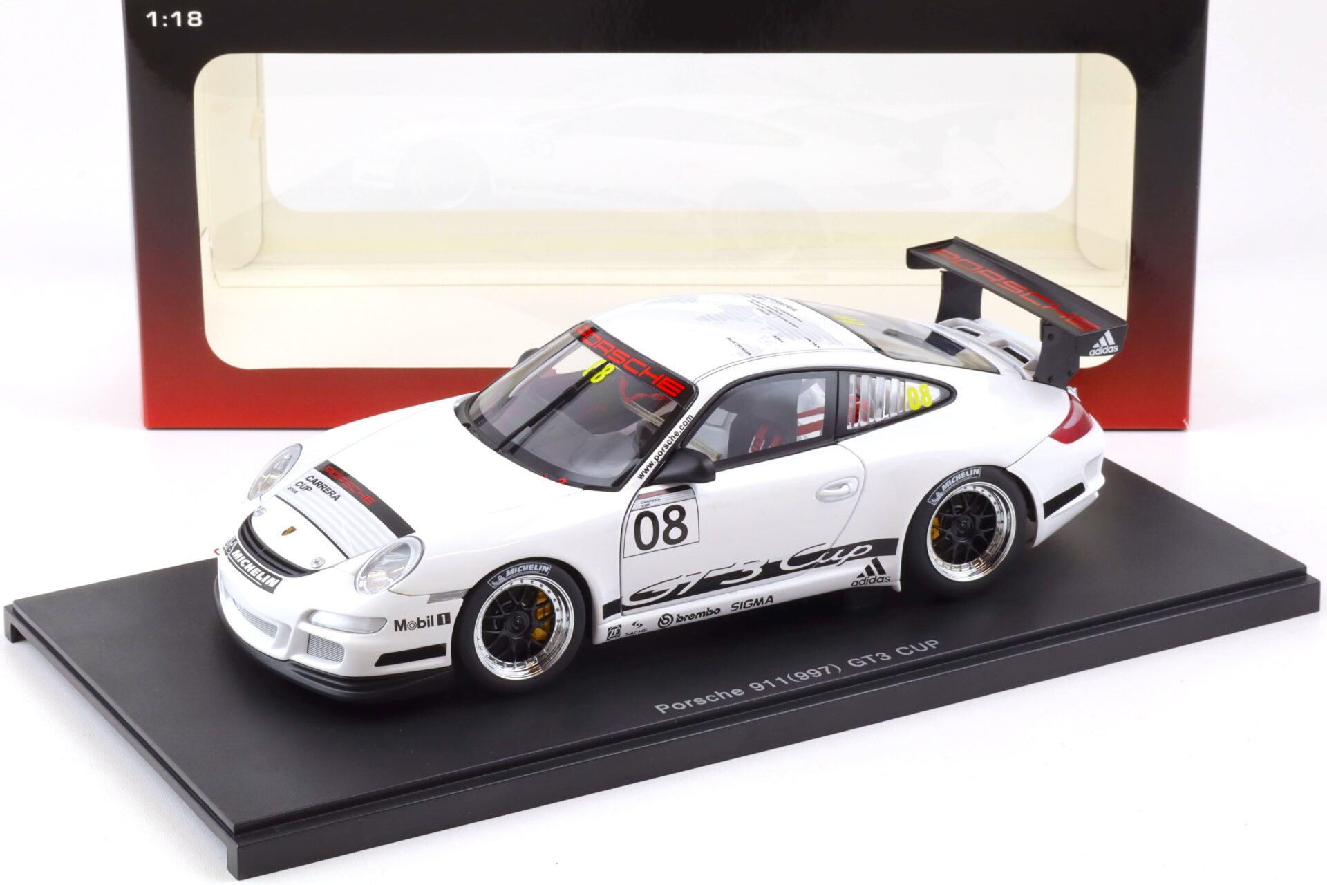 1:18 AUTOart Porsche 911 (997) GT3 PROMO CUP Car 2008 white #08