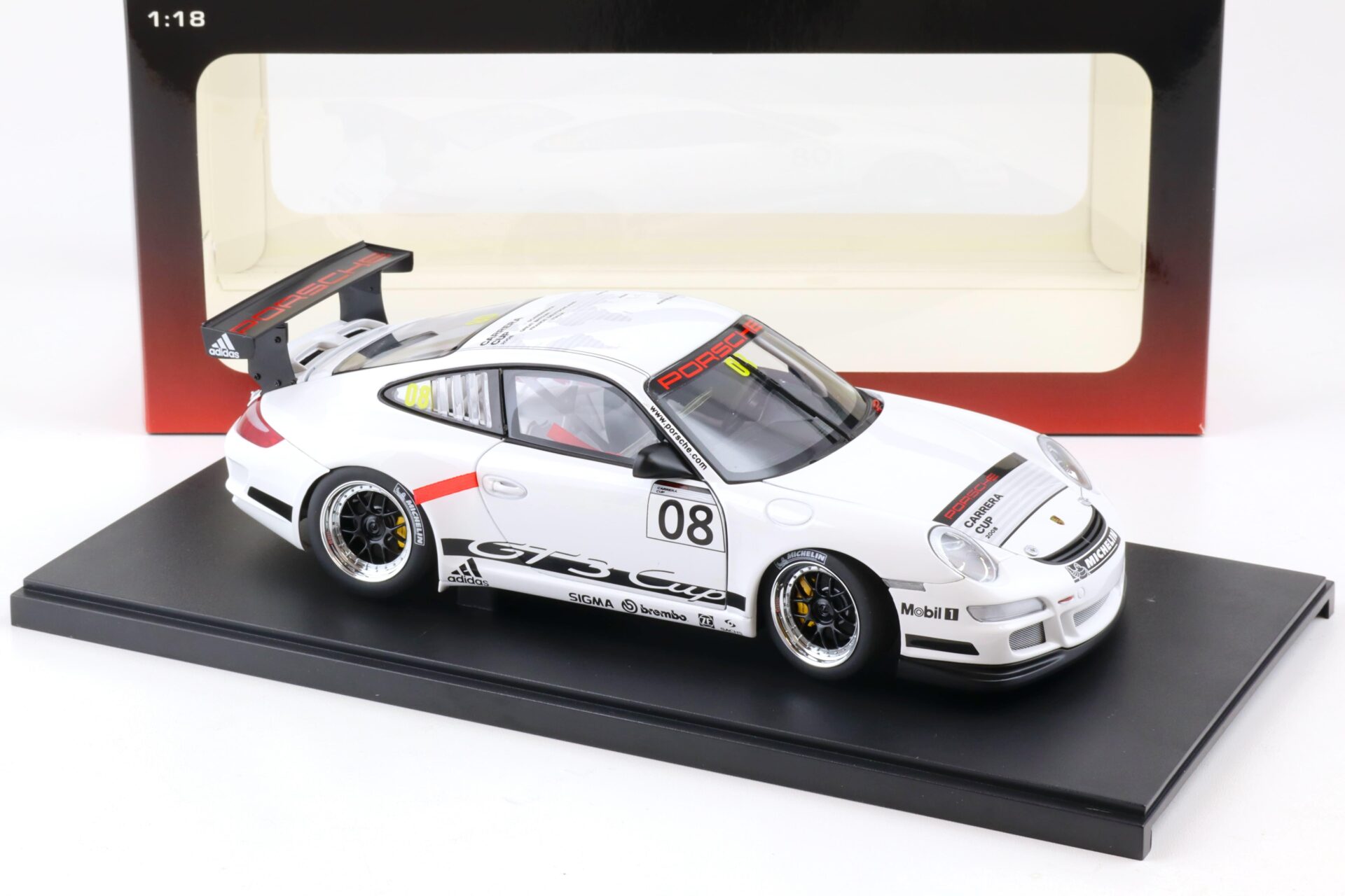 1:18 AUTOart Porsche 911 (997) GT3 PROMO CUP Car 2008 white #08