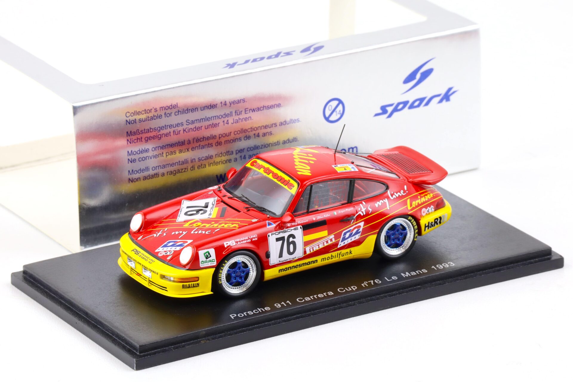 1:43 Spark Porsche 911 (964) Carrera Cup #76 Le Mans 1993 red/ yellow S2071