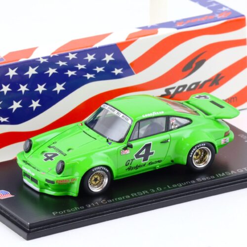 1:43 Spark Porsche 911 Carrera RSR 3.0 Laguna Seca IMSA GT 1974 green #4