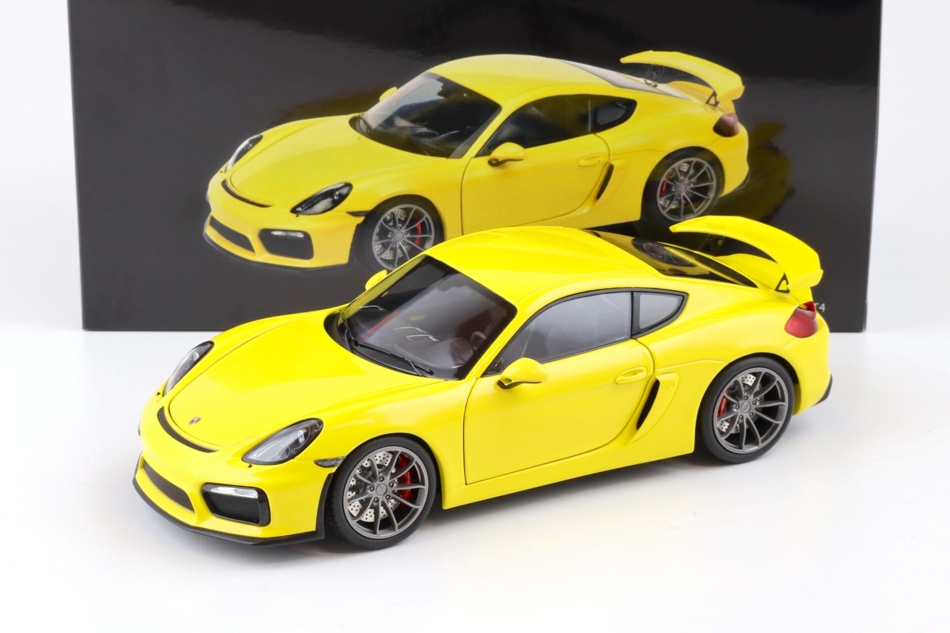 ID 83985 orig.jpg 1:18 Schuco Porsche Cayman GT4 racing yellow Diecast 450040000