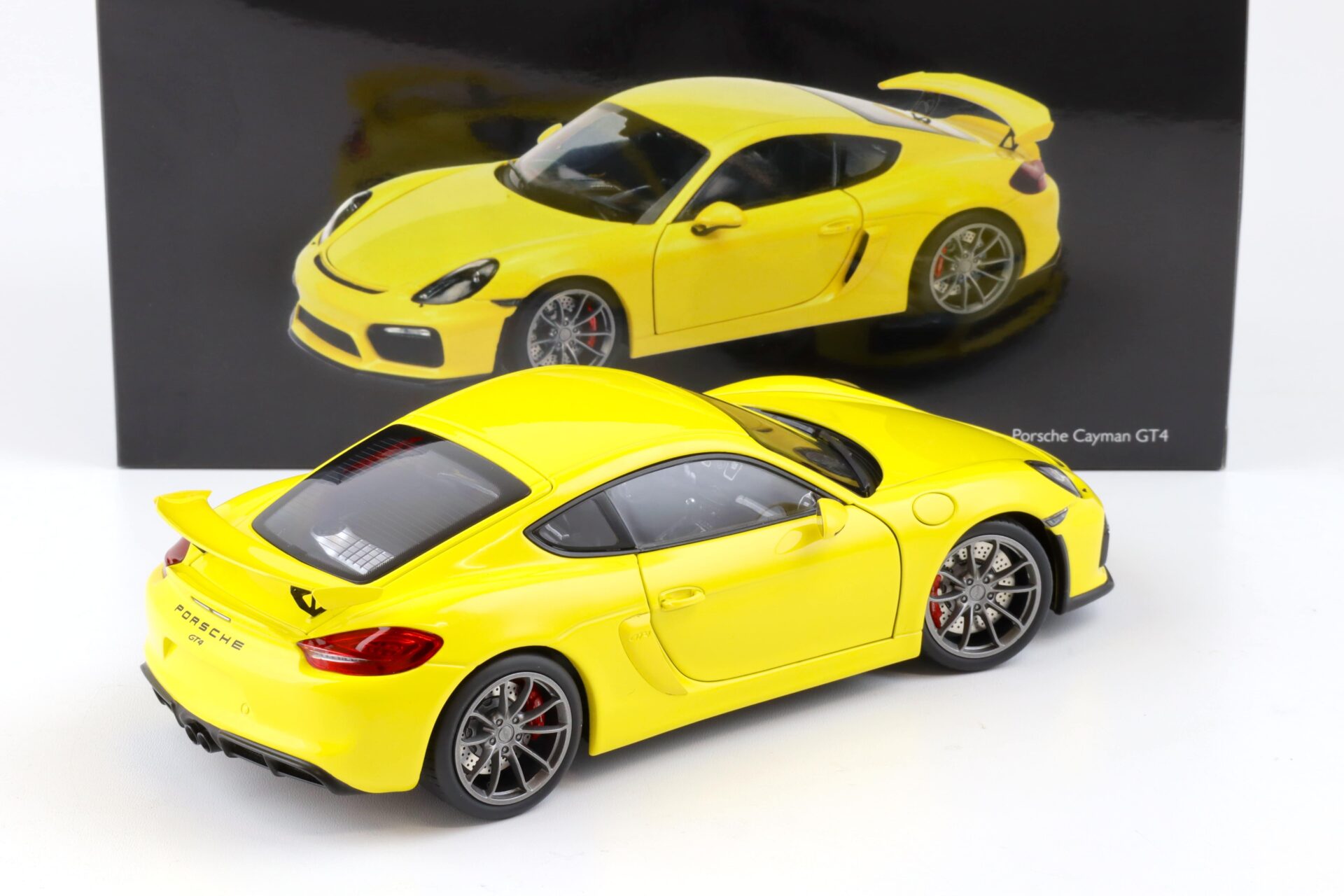 1:18 Schuco Porsche Cayman GT4 racing yellow Diecast 450040000