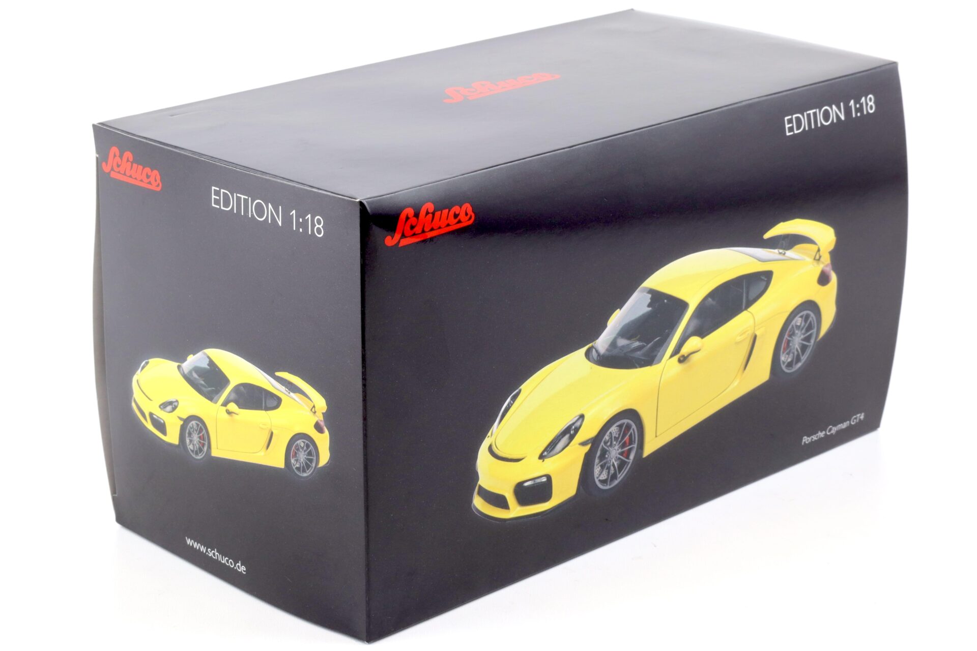 1:18 Schuco Porsche Cayman GT4 racing yellow Diecast 450040000