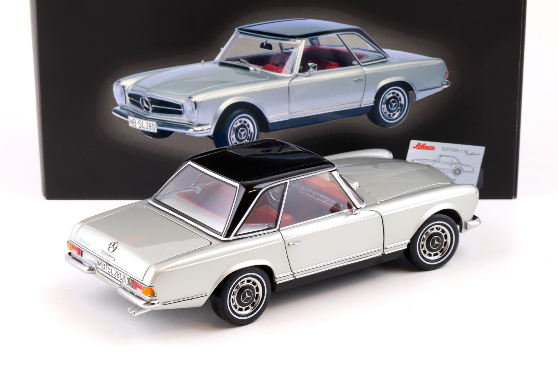 1:18 Schuco Mercedes 280 SL Pagode W113 Cabriolet silver/ black Hardtop