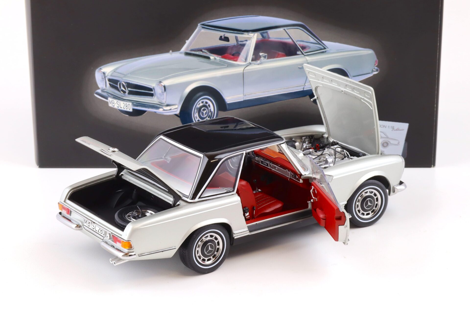 1:18 Schuco Mercedes 280 SL Pagode W113 Cabriolet silver/ black Hardtop