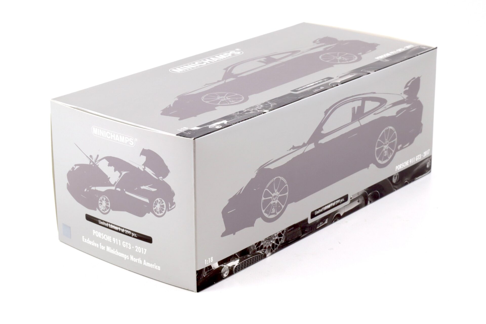 1:18 Minichamps Porsche 911 (991) GT3 silver 2017 North America Limited 299 pcs.
