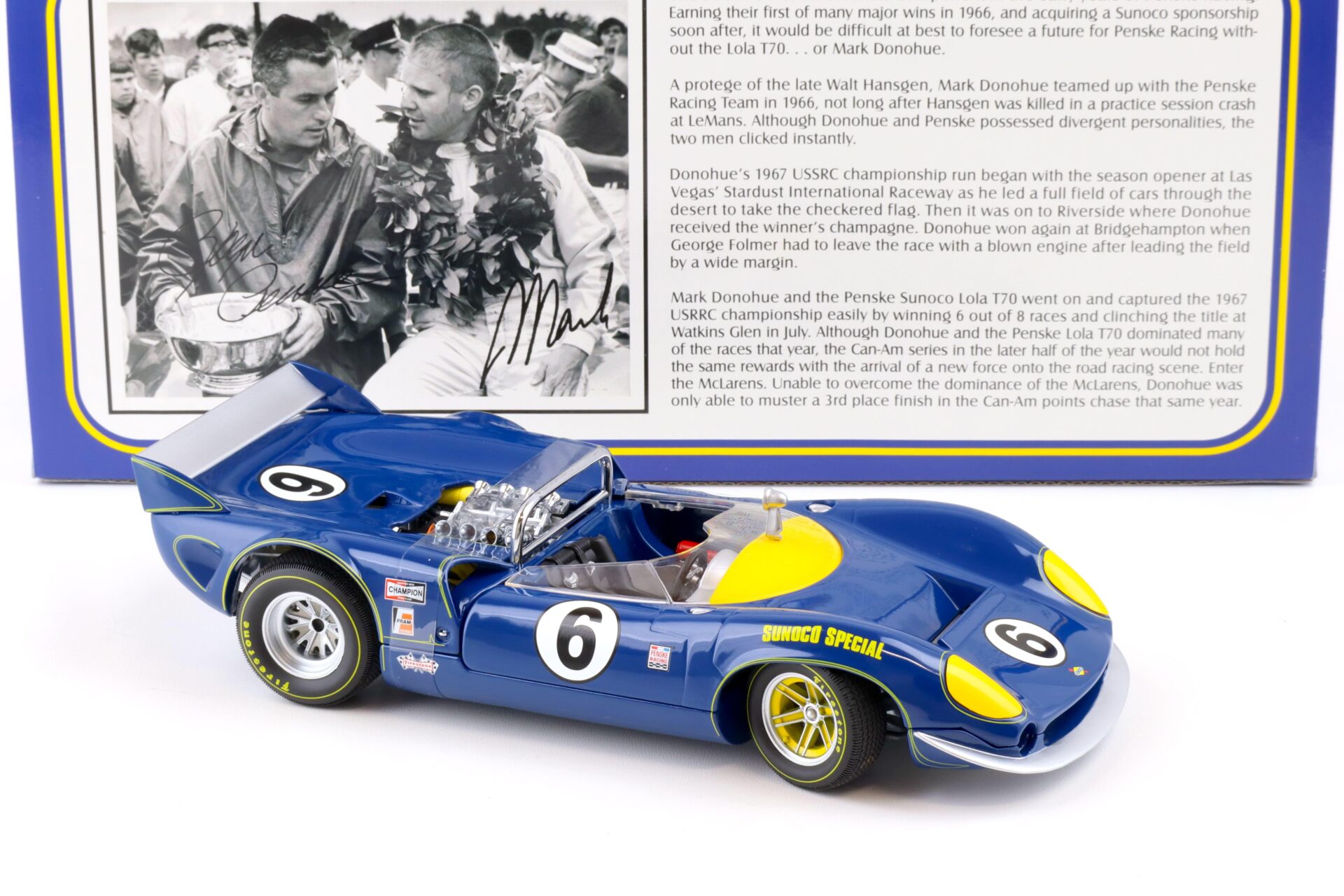 1:18 GMP 1967 Lola T70 Spyder Sunoco Special Mark Donohue #6 blue 12005
