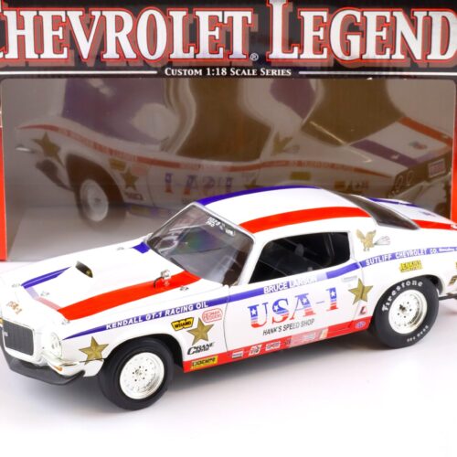 1:18 ERTL Collectibles 1970 Chevrolet Rally Sport Camaro Legends white with blue / red stripe