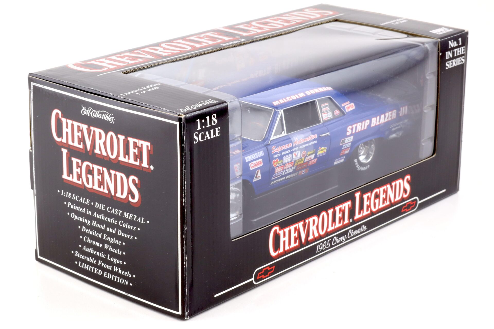 1:18 ERTL 1965 Chevrolet Chevelle Supercar Strip Blazer III Malcom Durham blue