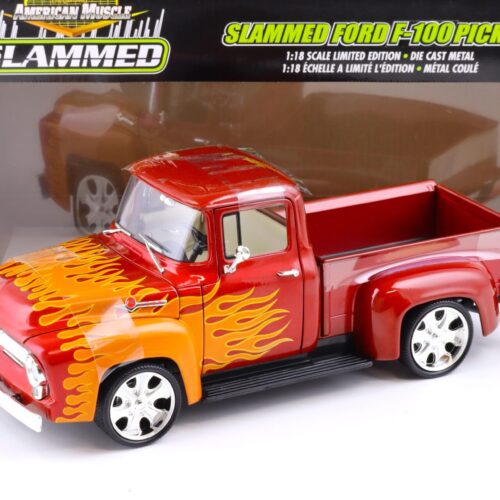 1:18 ERTL RC2 Slammed Ford F-100 Pick-up red metallic/ orange flames