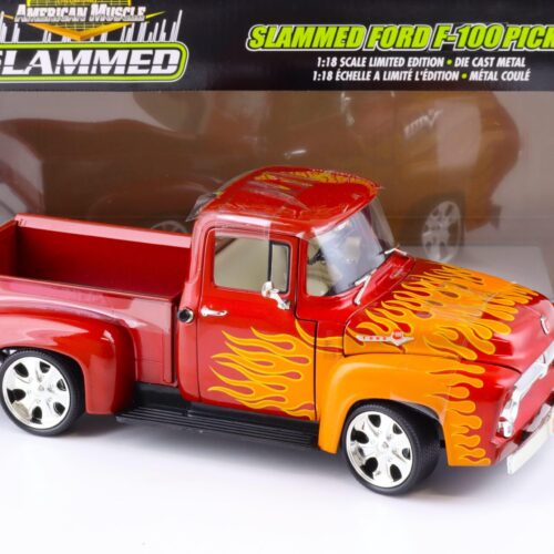 1:18 ERTL RC2 Slammed Ford F-100 Pick-up red metallic/ orange flames