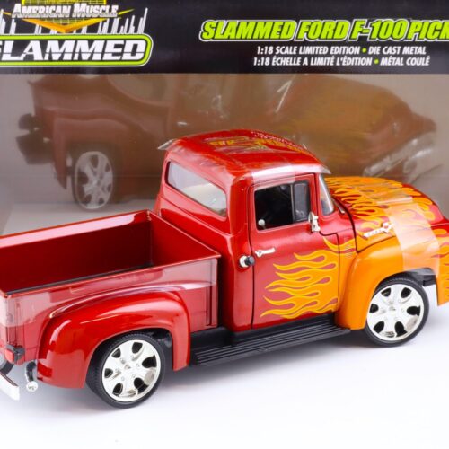 1:18 ERTL RC2 Slammed Ford F-100 Pick-up red metallic/ orange flames