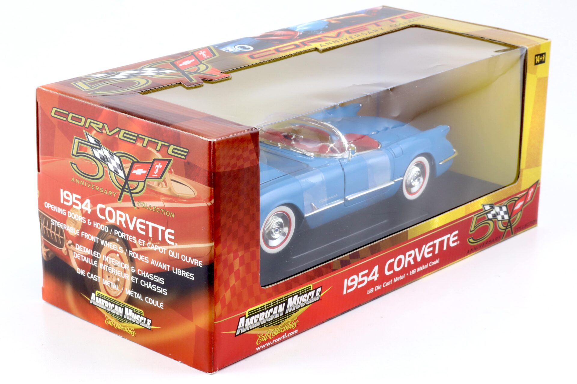 1:18 ERTL 1954 Chevrolet Corvette Convertible blue/ red Anniversary Collection