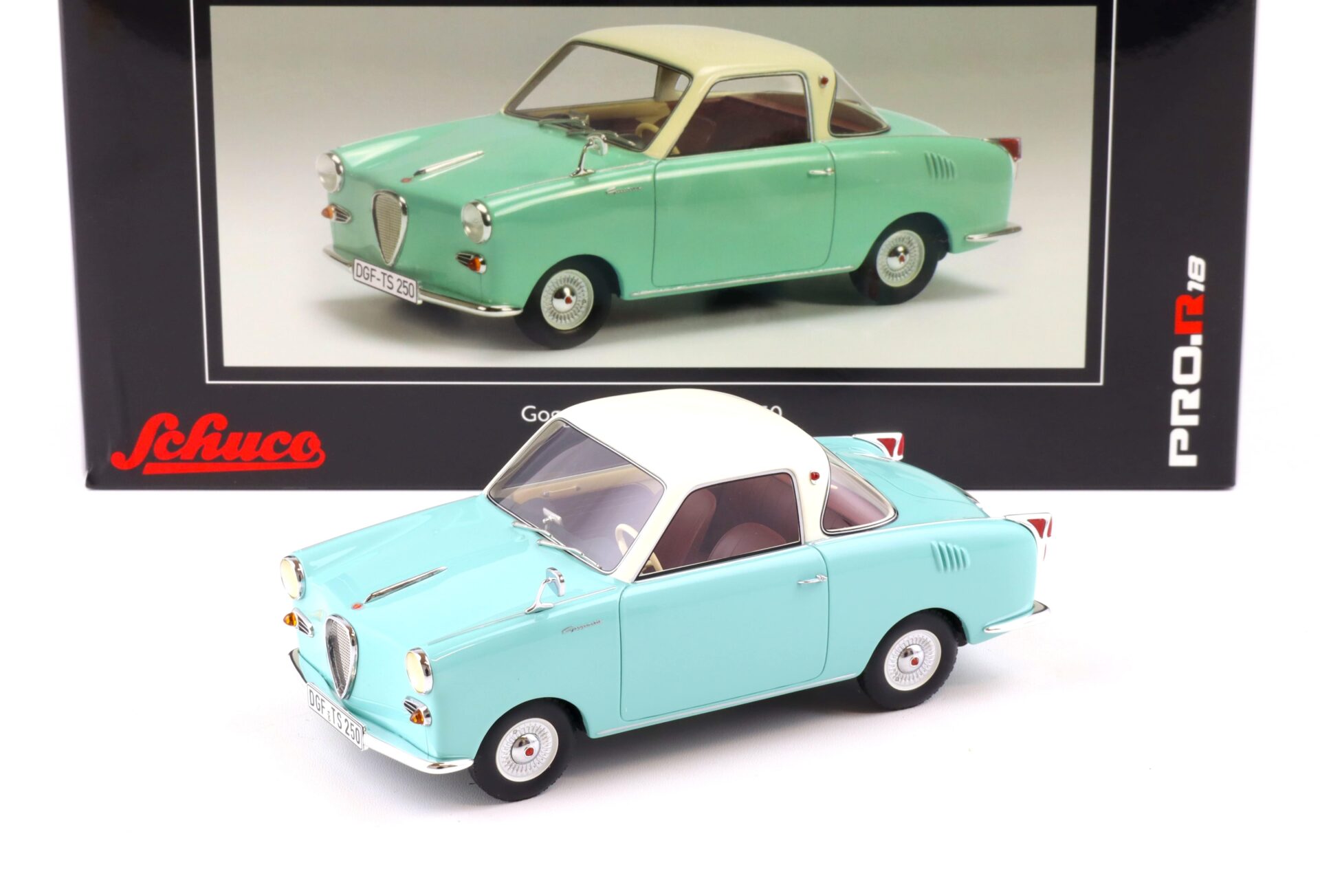 1:18 Schuco PRO.R18 Goggomobil Coupe TS 250 turquoise blue/ white