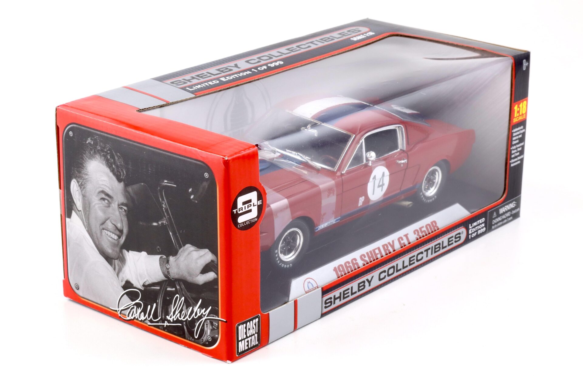 1:18 Shelby Collectibles Triple9 1966 Shelby GT 350R Coupe #BP14 red/ blue/ white