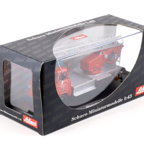 1:43 Schuco Hanomag Garant "Feuerwehr Nürnberg" mit Bachert Drehleiter red