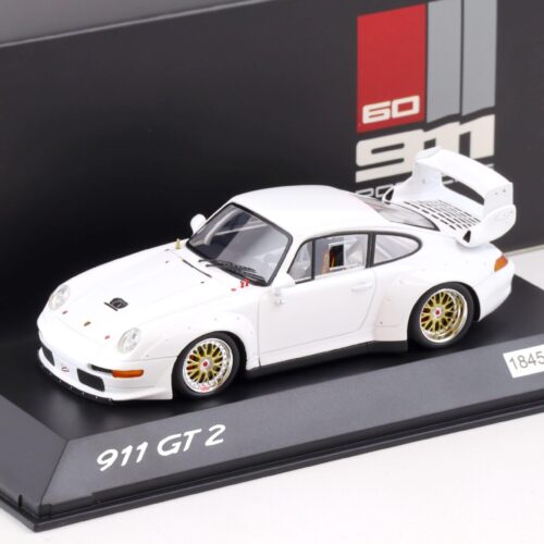 1:43 Spark Porsche 911 (993) GT2 Coupe white 60 Years 911 DEALER VERSION