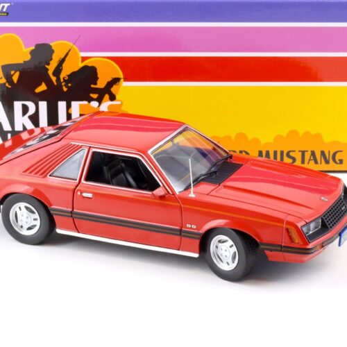 1:18 Greenlight 1979 Ford Mustang Ghia Coupe medium red/ black stripe CharlieÂ´s Angels