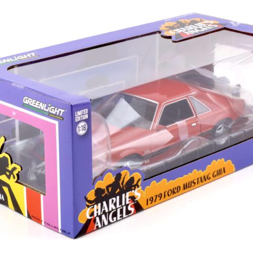 1:18 Greenlight 1979 Ford Mustang Ghia Coupe medium red/ black stripe CharlieÂ´s Angels