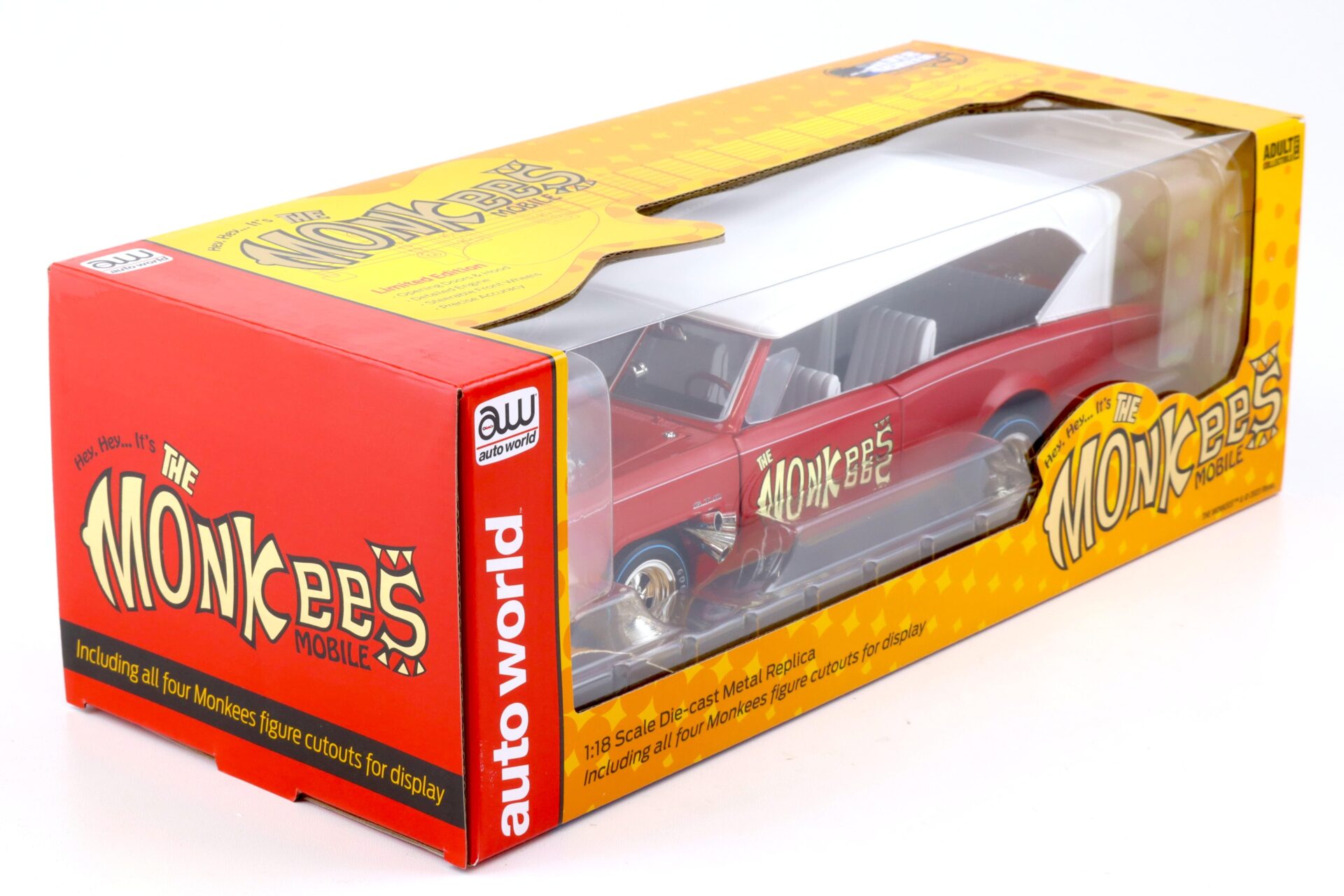 1:18 Auto World 1966 Pontiac GTO Convertible THE Monkees Mobile red/ white