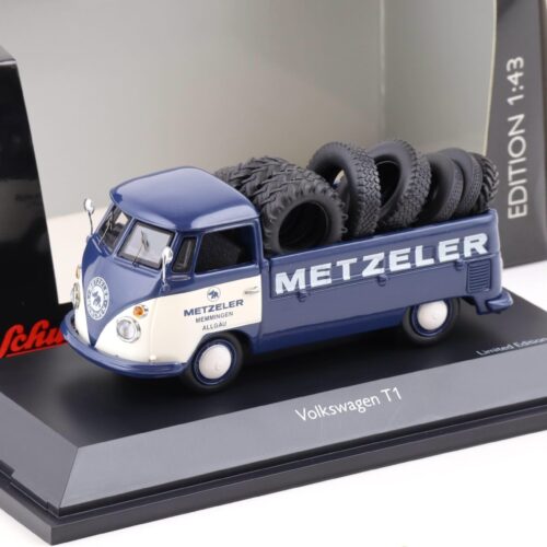 1:43 Schuco VW T1 Pritsche blue/ white Metzeler mit Reifen beladen