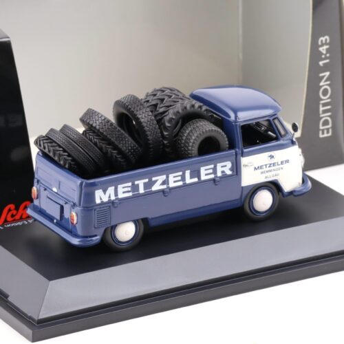 1:43 Schuco VW T1 Pritsche blue/ white Metzeler mit Reifen beladen