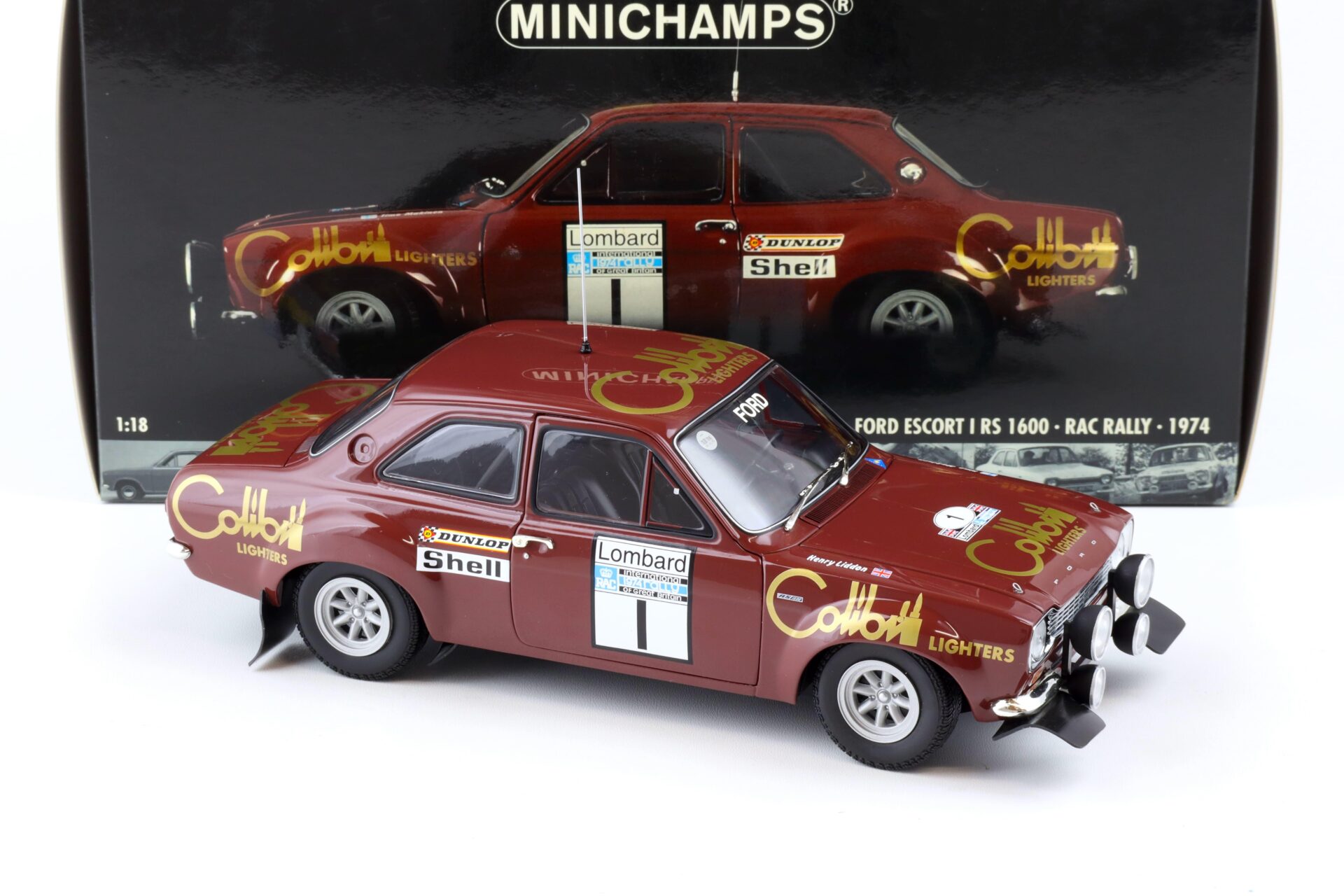 1:18 Minichamps Ford Escort I RS 1600 RAC Rally 1974 Winners Makinen/ Liddon #1