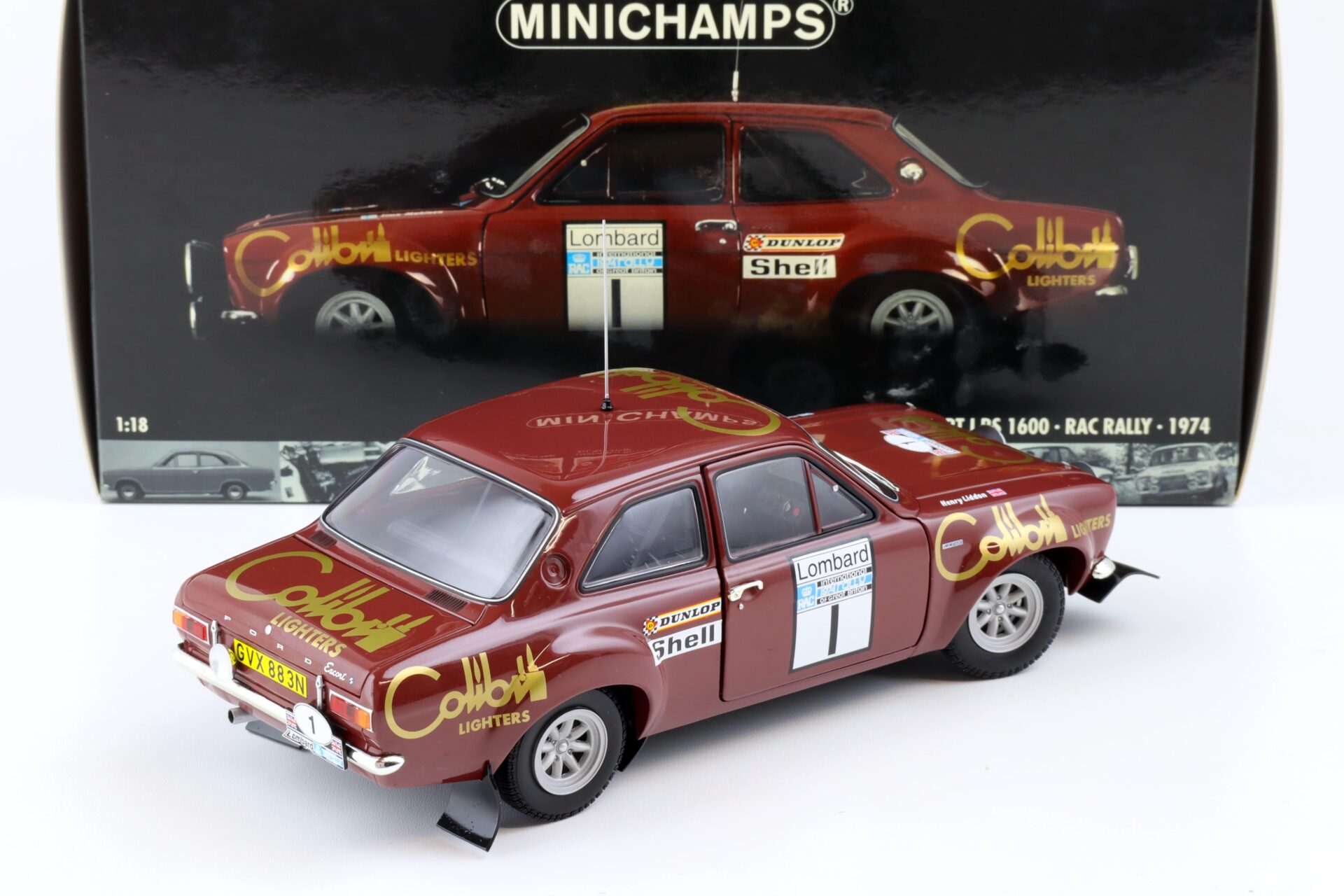 1:18 Minichamps Ford Escort I RS 1600 RAC Rally 1974 Winners Makinen/ Liddon #1