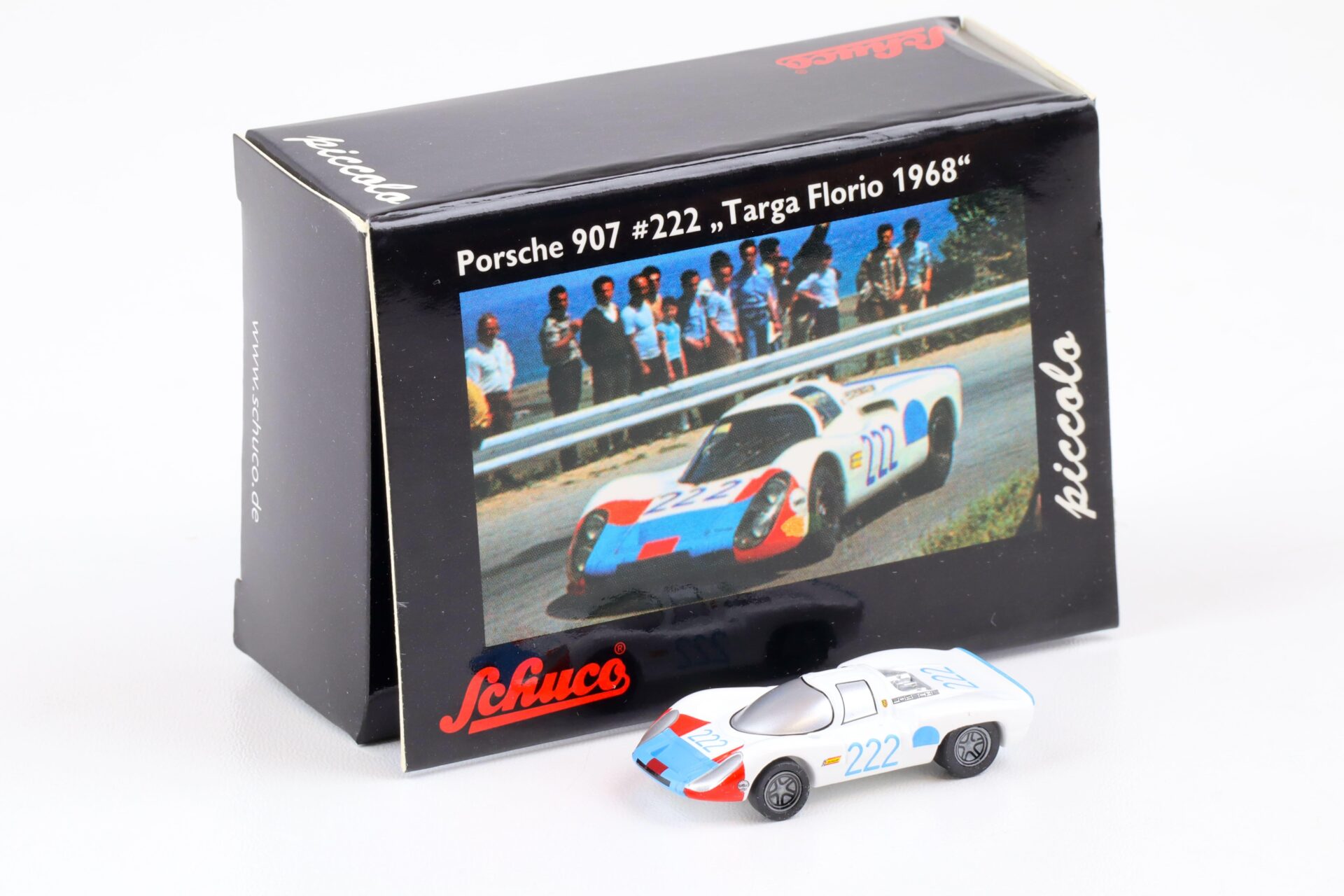 Schuco Piccolo Porsche 907 #222 Targa Florio 1968 white/ red/ blue
