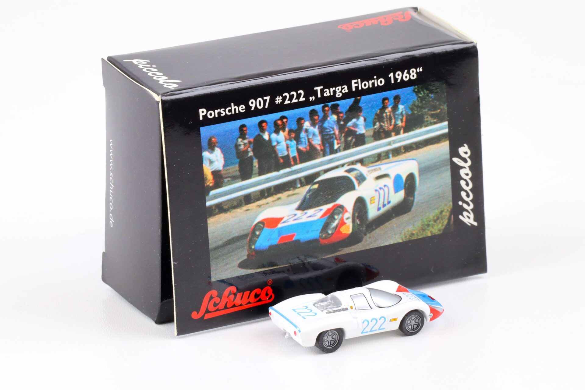 Schuco Piccolo Porsche 907 #222 Targa Florio 1968 white/ red/ blue