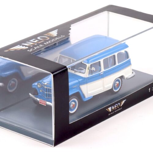 1:43 NEO Willys Jeep Station Wagon blue/ white 1954 - Image 3