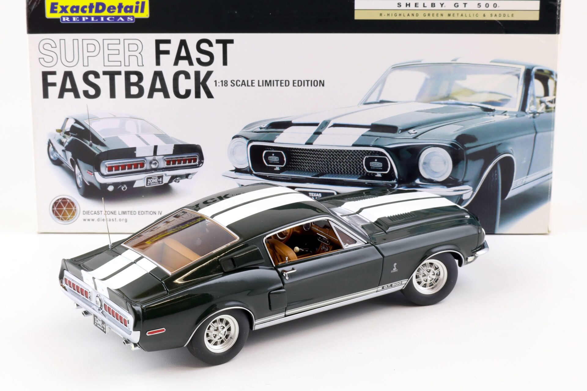 1:18 Exact Detail 1968 Shelby GT500 Super Fast Fastback green/ white stripes