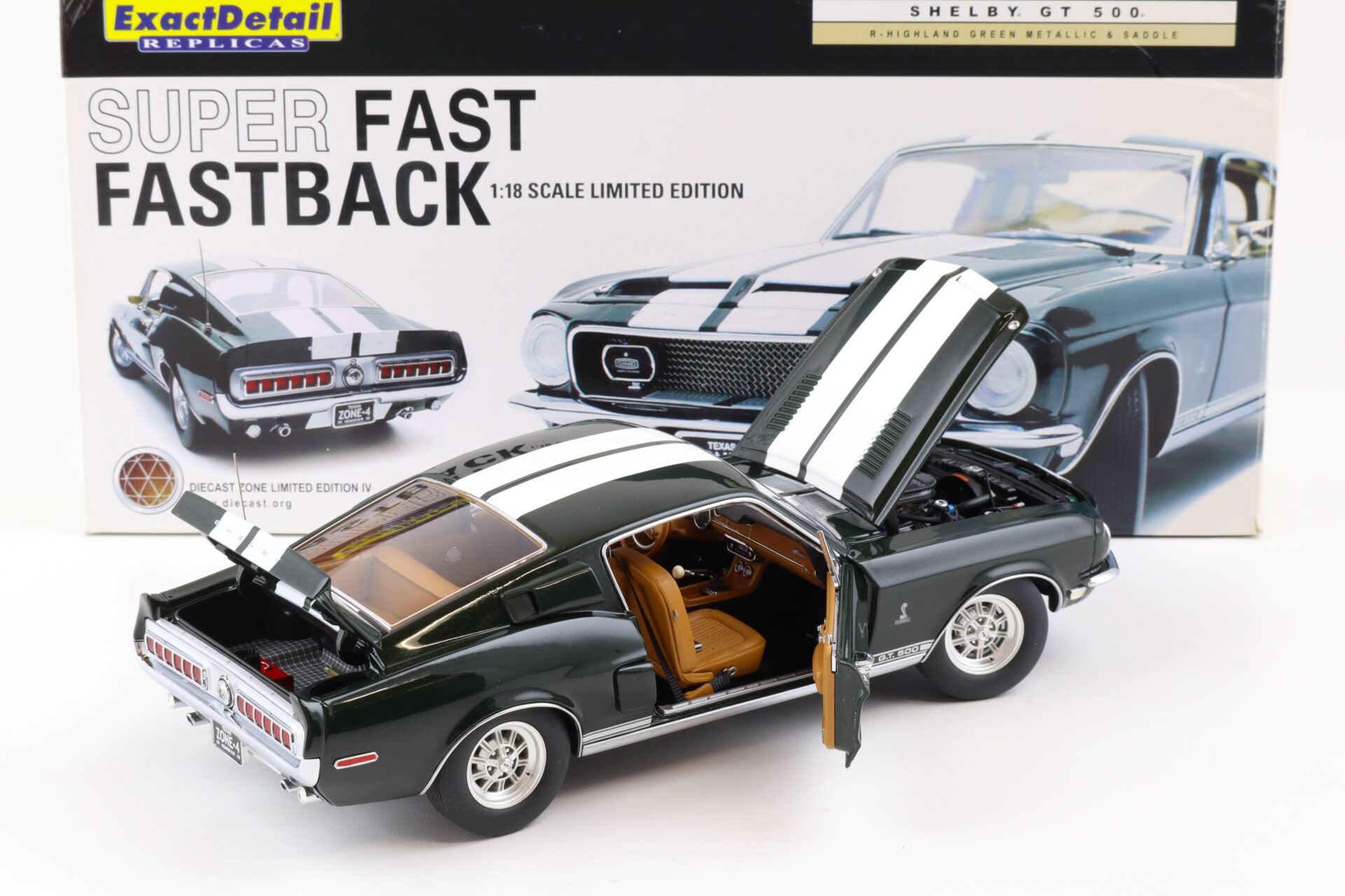 1:18 Exact Detail 1968 Shelby GT500 Super Fast Fastback green/ white stripes
