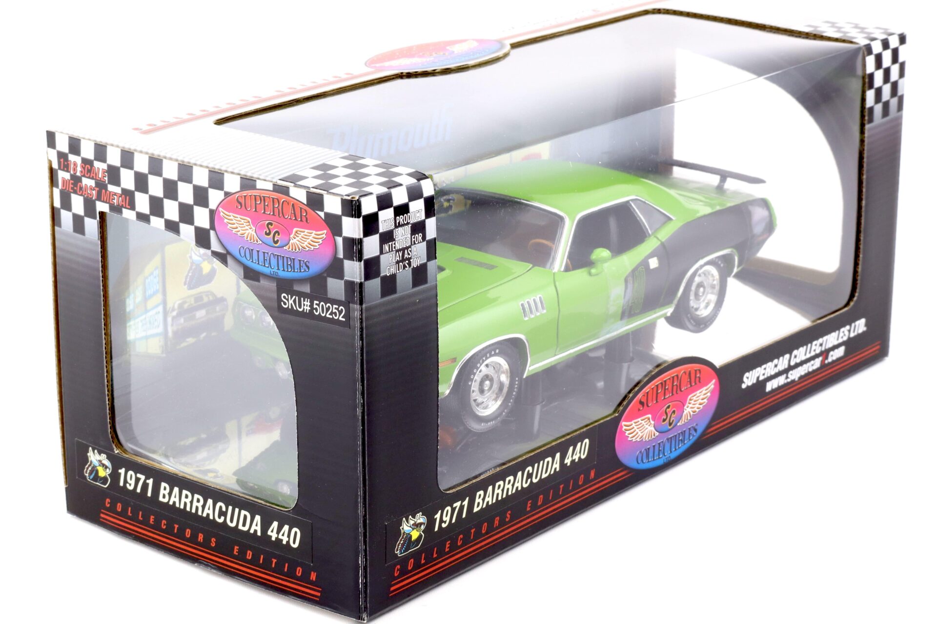 1:18 Highway61 Supercar 1971 Plymouth Cuda Barracuda 440 Coupe green 50252