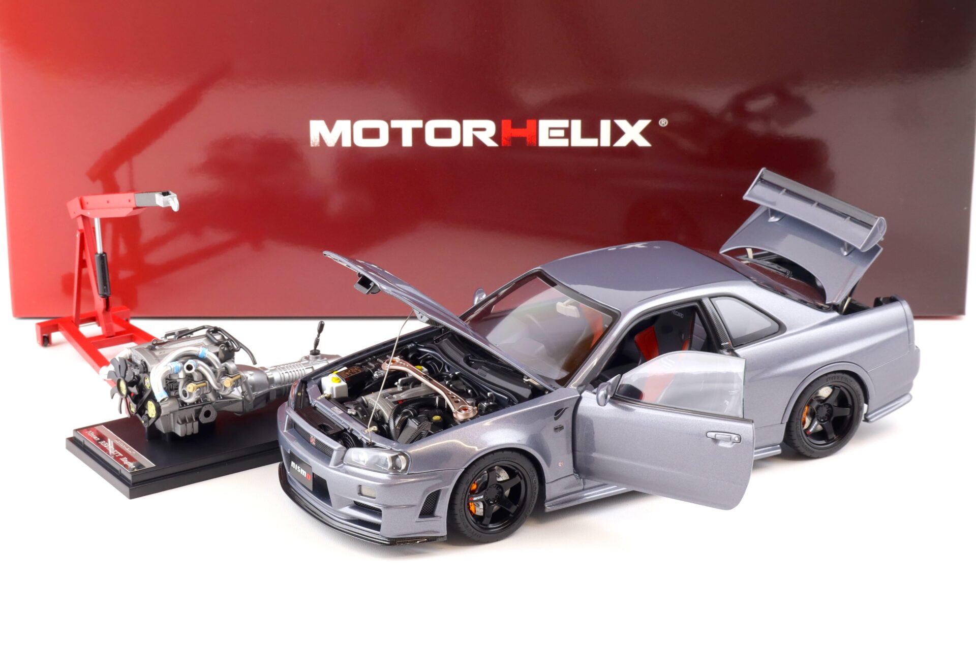1:18 Motorhelix Nissan Skyline GT-R (R34) NISMO CRS Version gun metallic + engine M83409