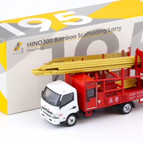 1:64 TINY HINO 300 Bamboo Scaffolding Lorry LKW red/ white