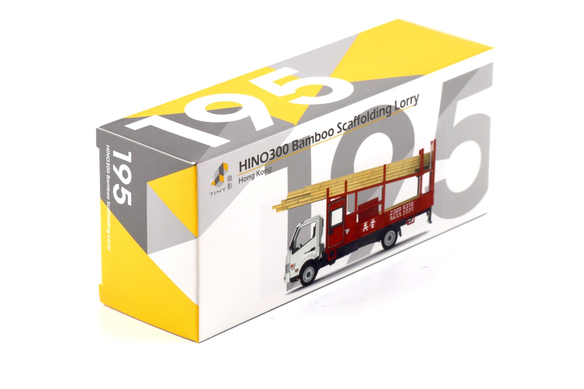 1:64 TINY HINO 300 Bamboo Scaffolding Lorry LKW red/ white