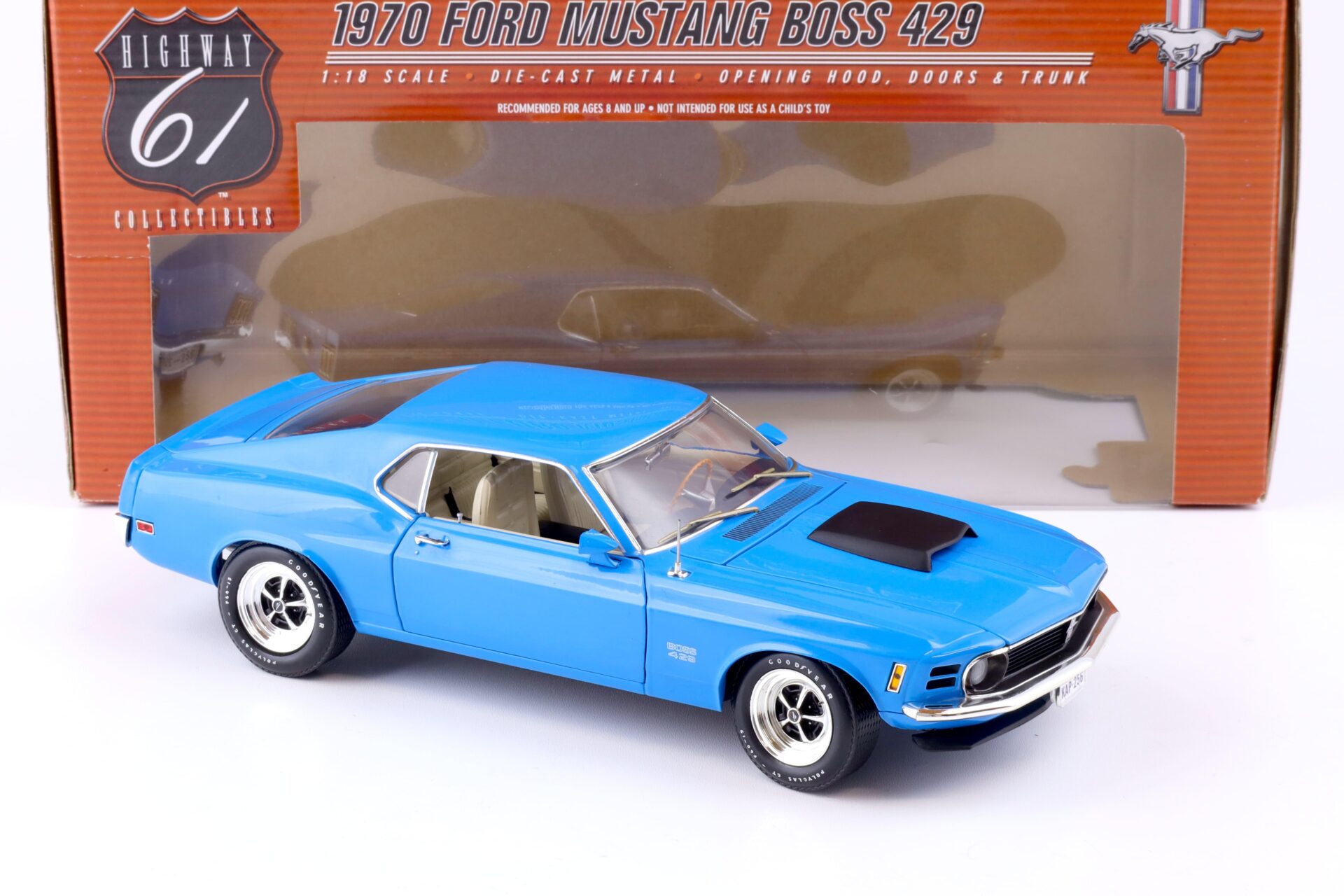1:18 Highway61 Ford Mustang Boss 429 Coupe 1970 Grabber blue 50591