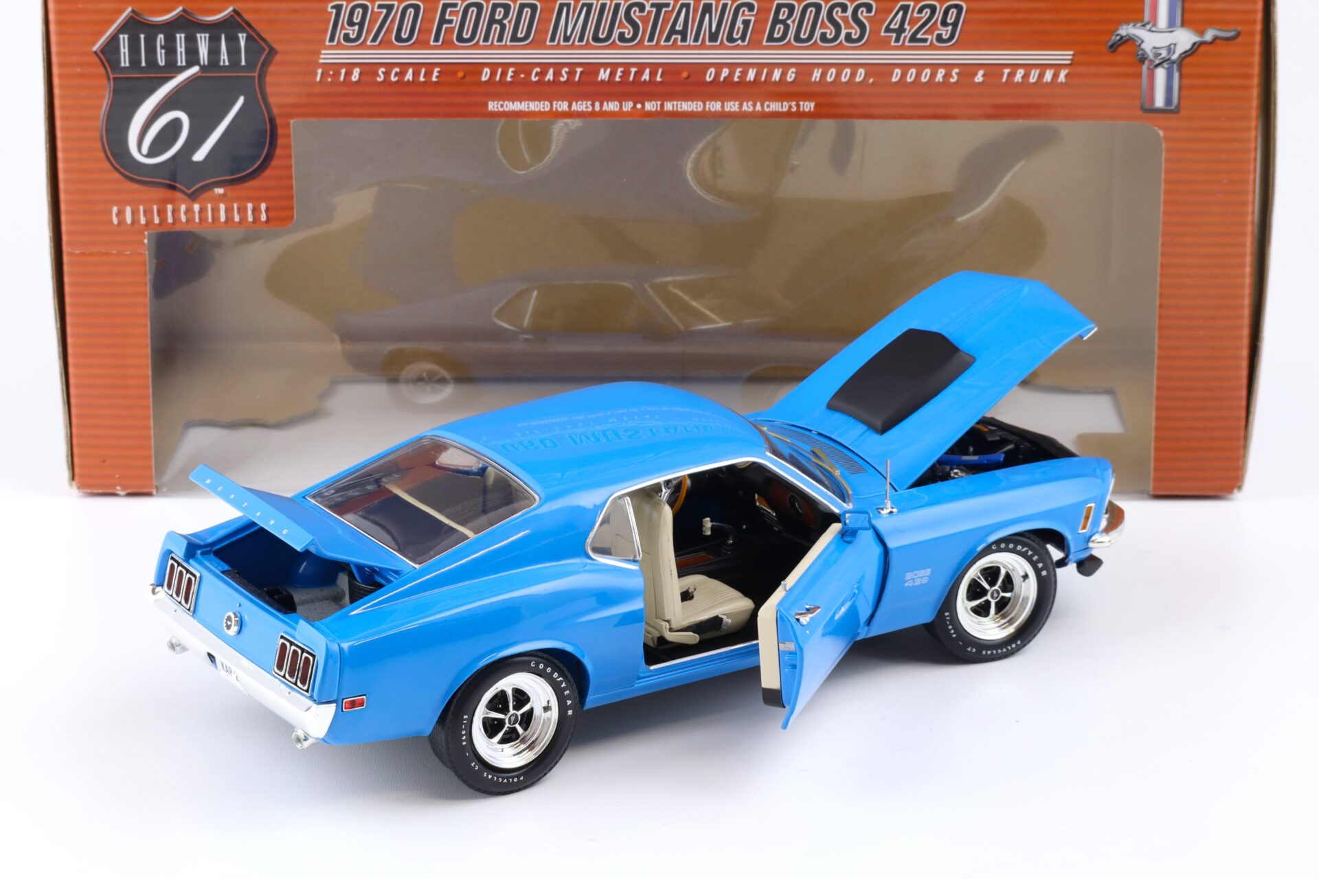 1:18 Highway61 Ford Mustang Boss 429 Coupe 1970 Grabber blue 50591