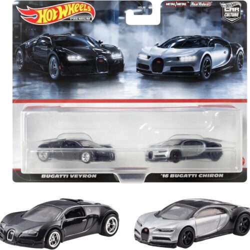 1:64 Hot Wheels 2024 Premium 2-Pack Bugatti Veyron + Bugatti Chiron 979W