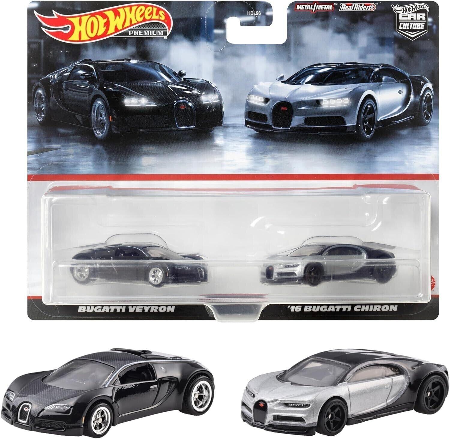 1:64 Hot Wheels 2024 Premium 2-Pack Bugatti Veyron + Bugatti Chiron 979W
