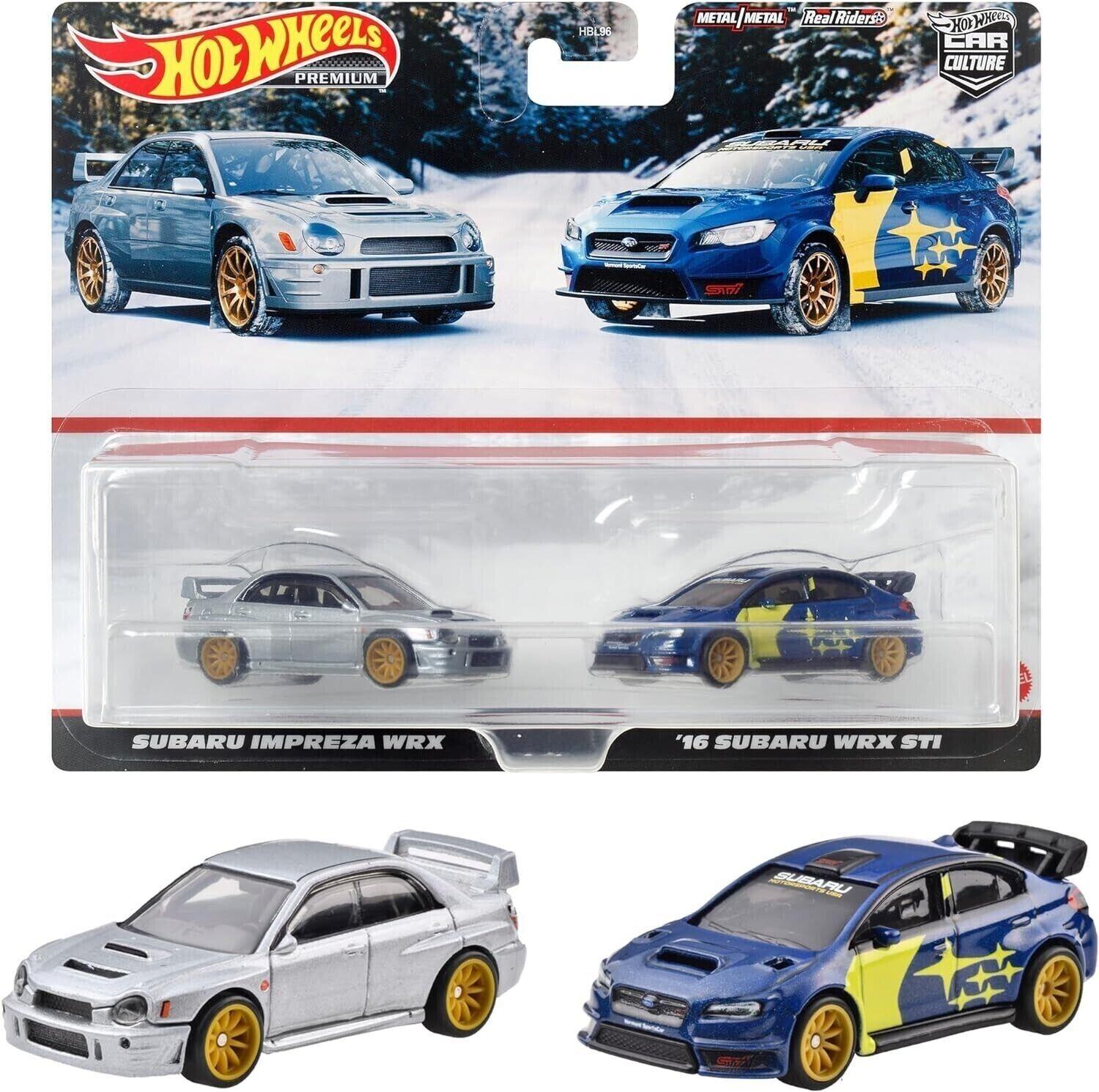 1:64 Hot Wheels 2024 Premium 2-Pack Subaru Impreza WRX + Subaru WRX STI 979W