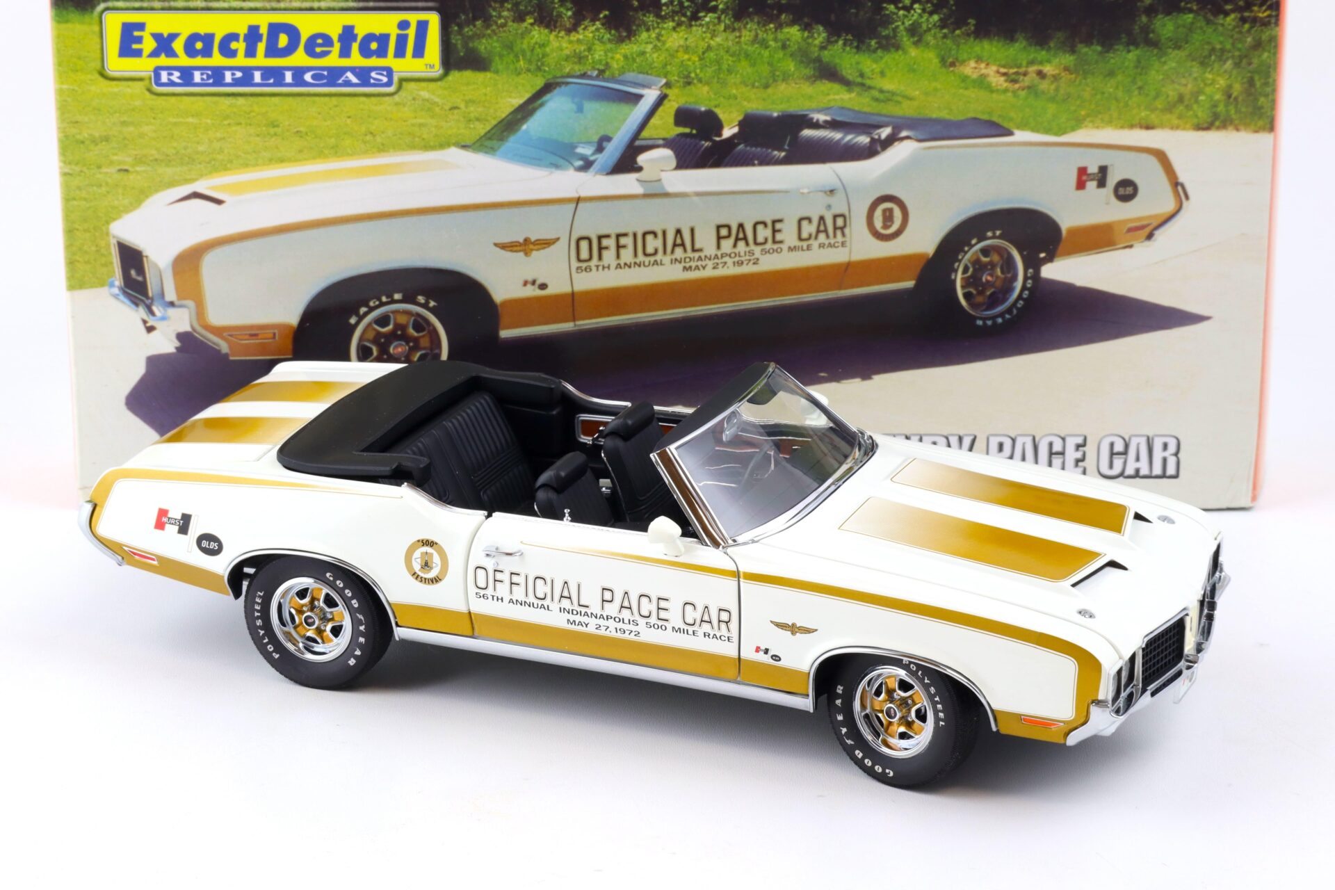 1:18 Exact Detail 1972 HURST Oldsmobile Convertible Indy Pace Car white/ gold WCC305