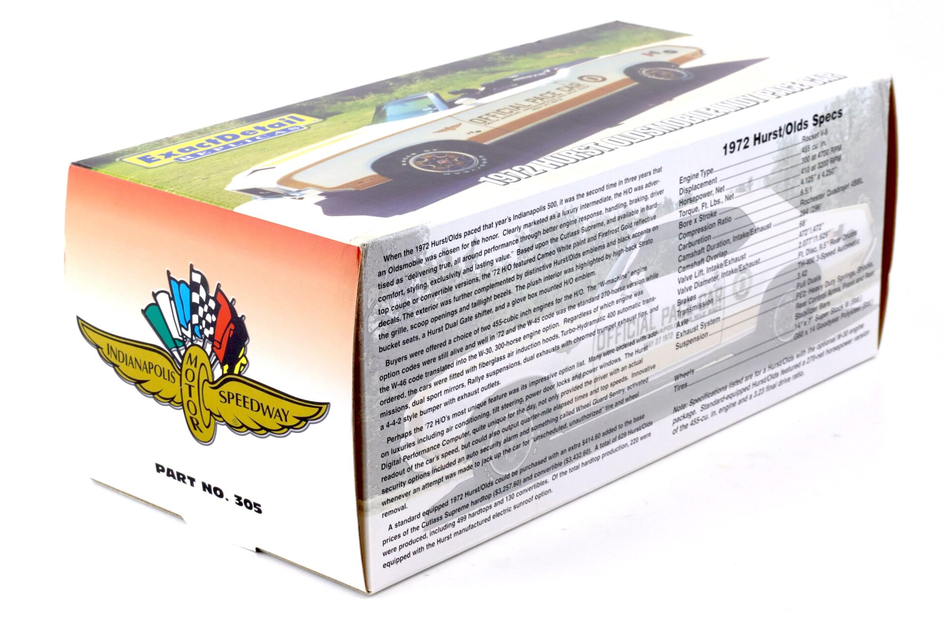 1:18 Exact Detail 1972 HURST Oldsmobile Convertible Indy Pace Car white/ gold WCC305