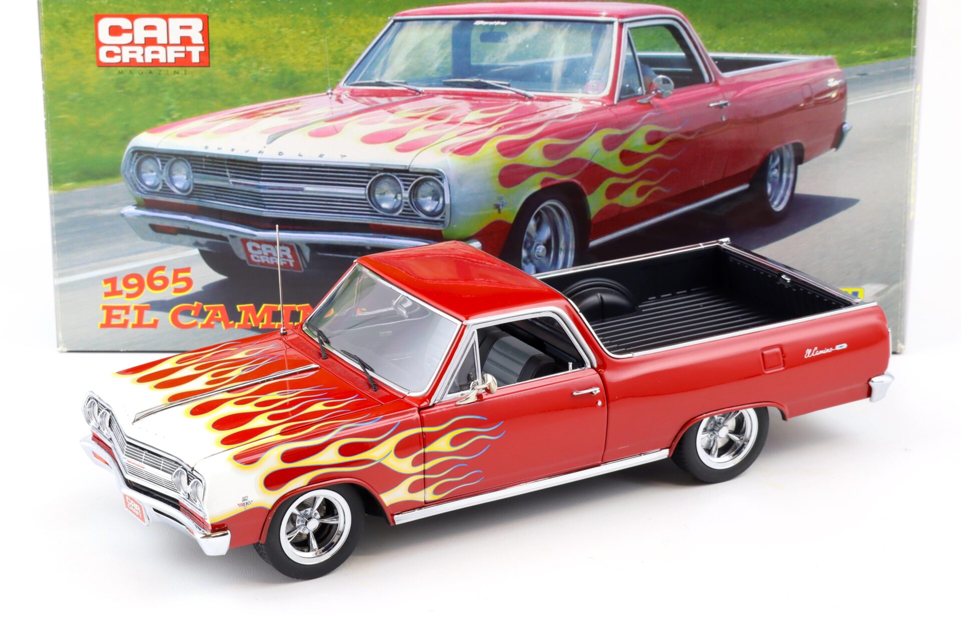 1:18 Exact Detail 1965 Chevrolet El Camino Car Craft red with flames WCC508