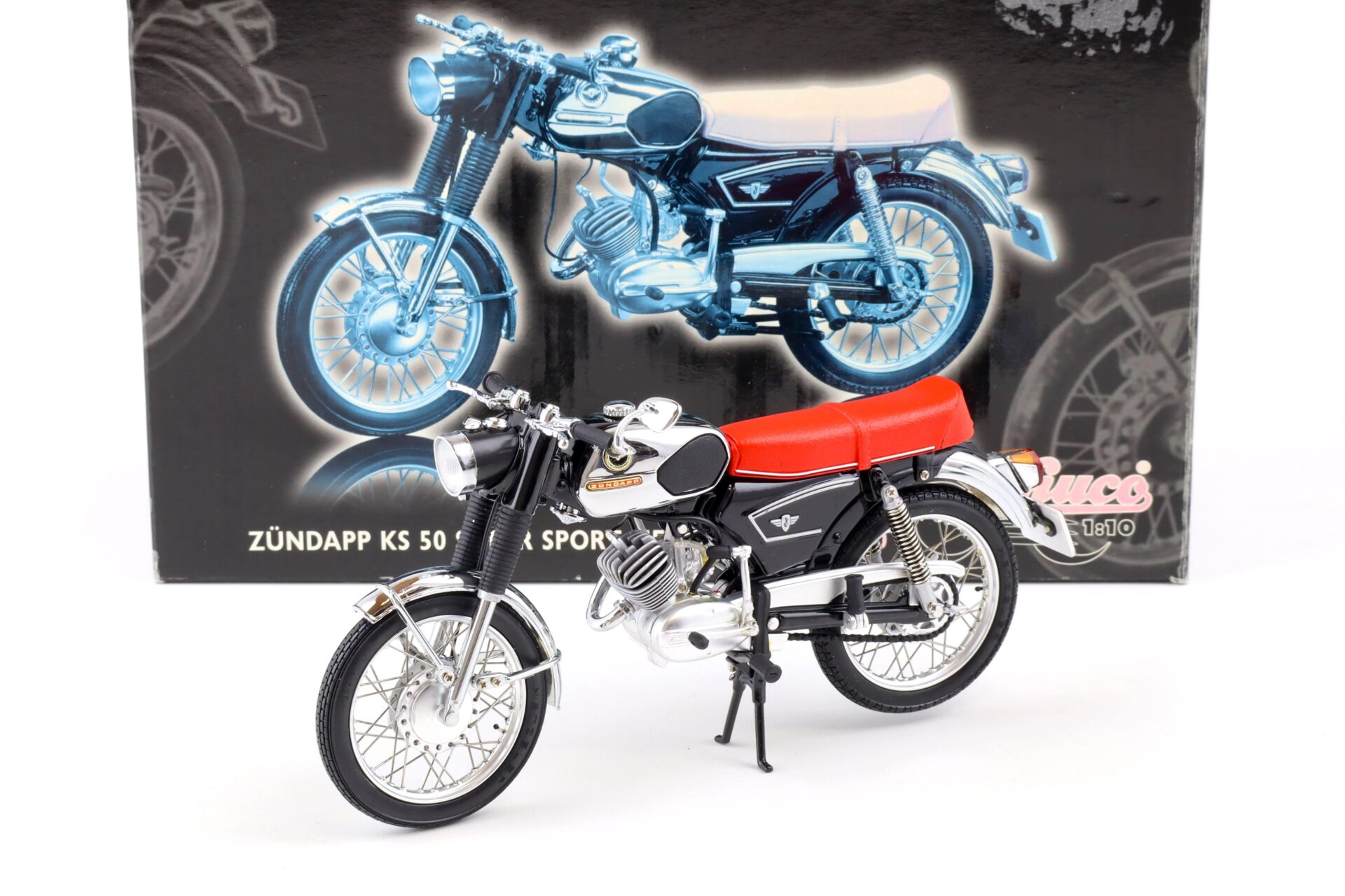 ID 86395 orig 1.jpg 1:10 Schuco Zündapp KS 50 Super Sport Motorrad black/ red 06615